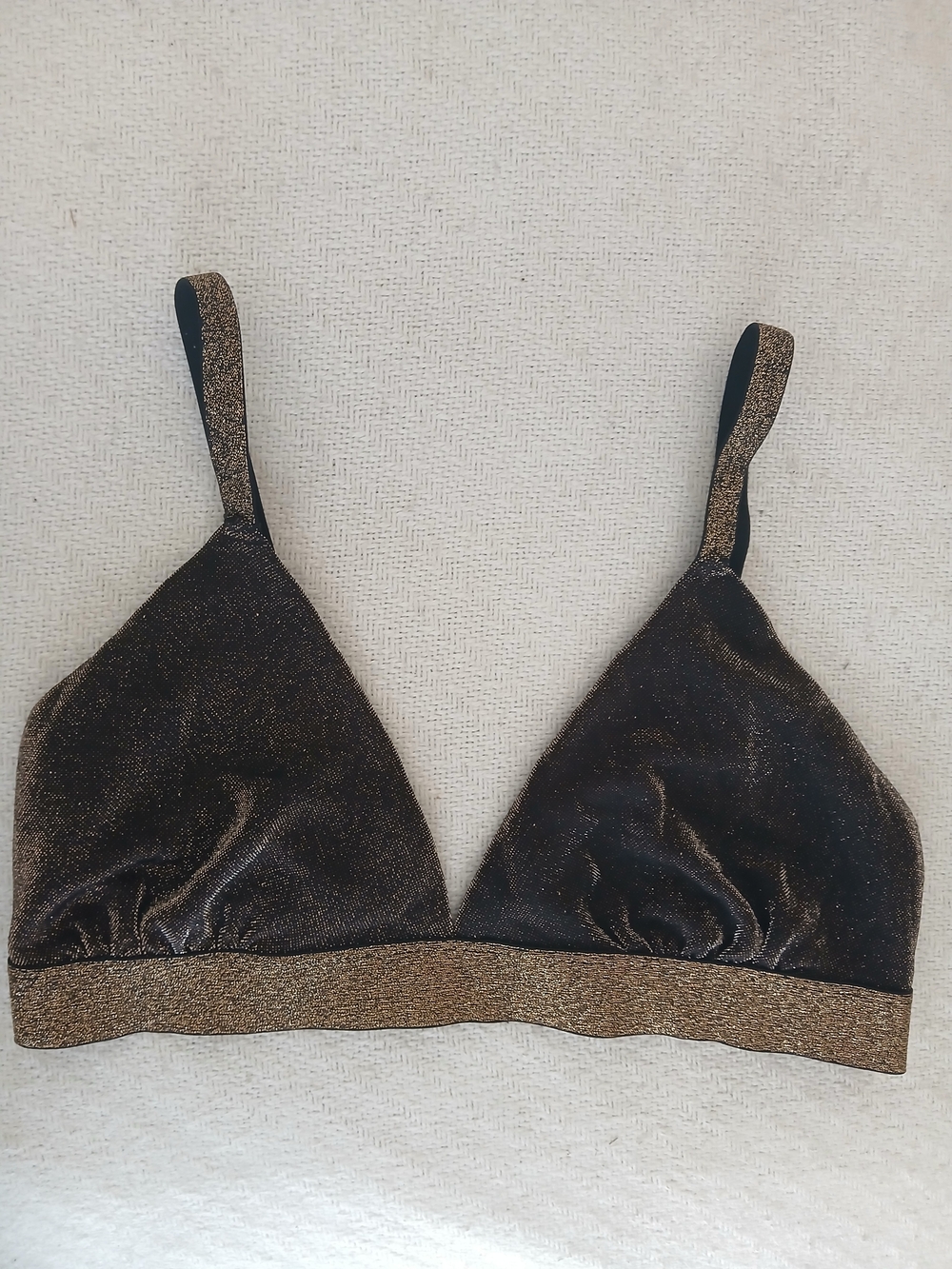 Colsie Black And Gold Sparkly Bralette Bra